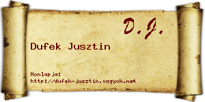 Dufek Jusztin névjegykártya